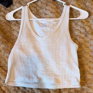 American Eagle Outfitters Cream Ribbed Tank Top